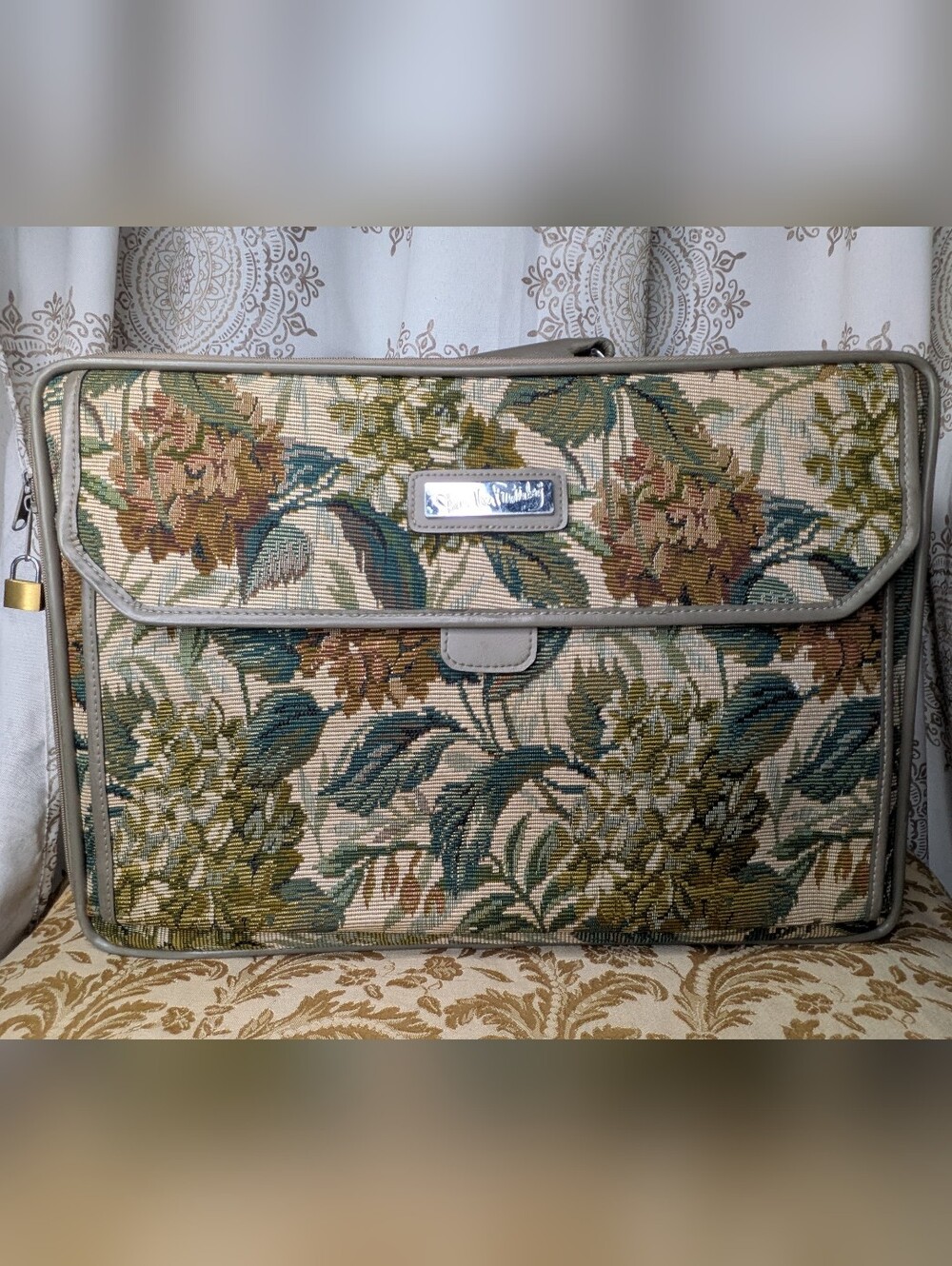 Vintage Diane Von Furstenberg Tapestry Floral Suitcase Adjustable Strap 20x14x7